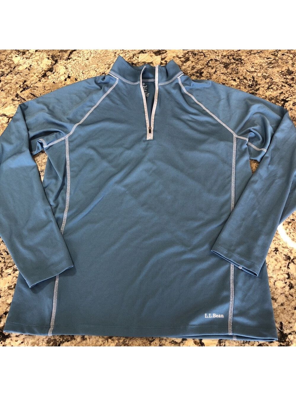 Size Large L.L. Bean Mens Long Sleeve Shirt Breathable 1/4 Zip Collar Hiking SV